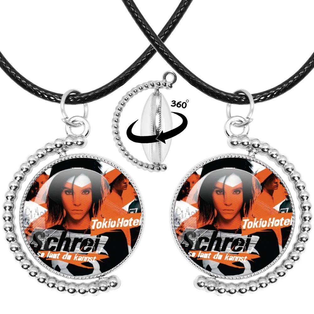

New Necklace Tokio Hotel Retro Rock Band Pop Bill Kaulitz Band Glass Double Sided Rotating Pendant Necklace Jewelry Charm Fans