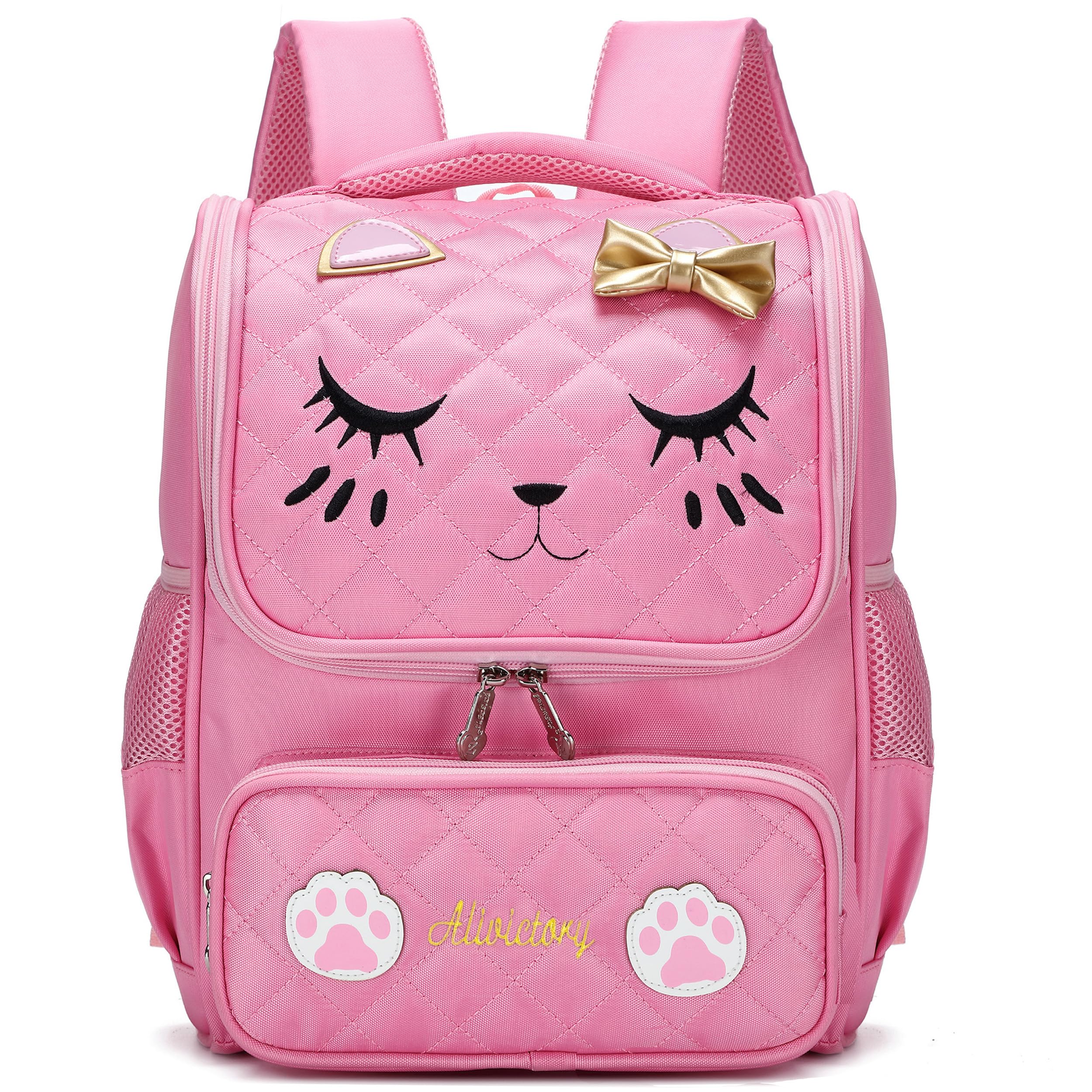 [AO ALI VICTORY] Girls  Cat Motif Lightweight Waterproof Backpack - KindergartenElementary School School Bag, Children s Everyday Bag,