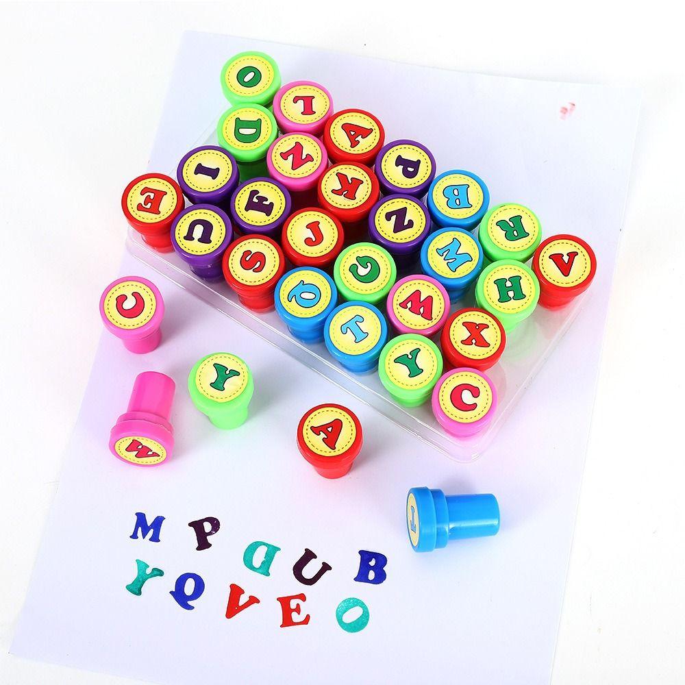 Number 26pcs Alphabets Letters Round Stamp Cartoon Children Arithmetic Seal Cute   Gifts