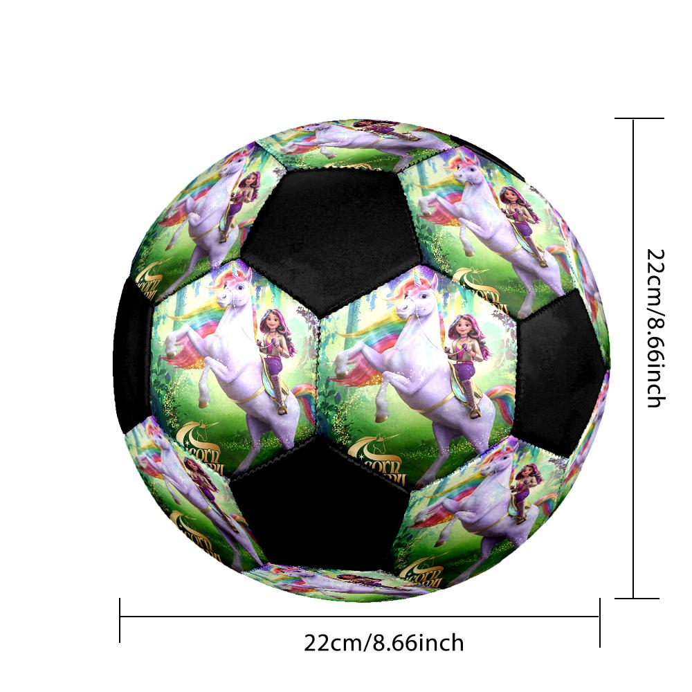 Unicorn Academy Indoor Soccer Ball Colorful Machine Stitched PVC Size 5 Team Training Competition Ready Durable High-Bounce Cool Sports Gift