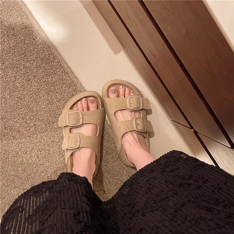 Retro platform slippers women's summer new outer wear fashionable versatile one-word sand sandals women