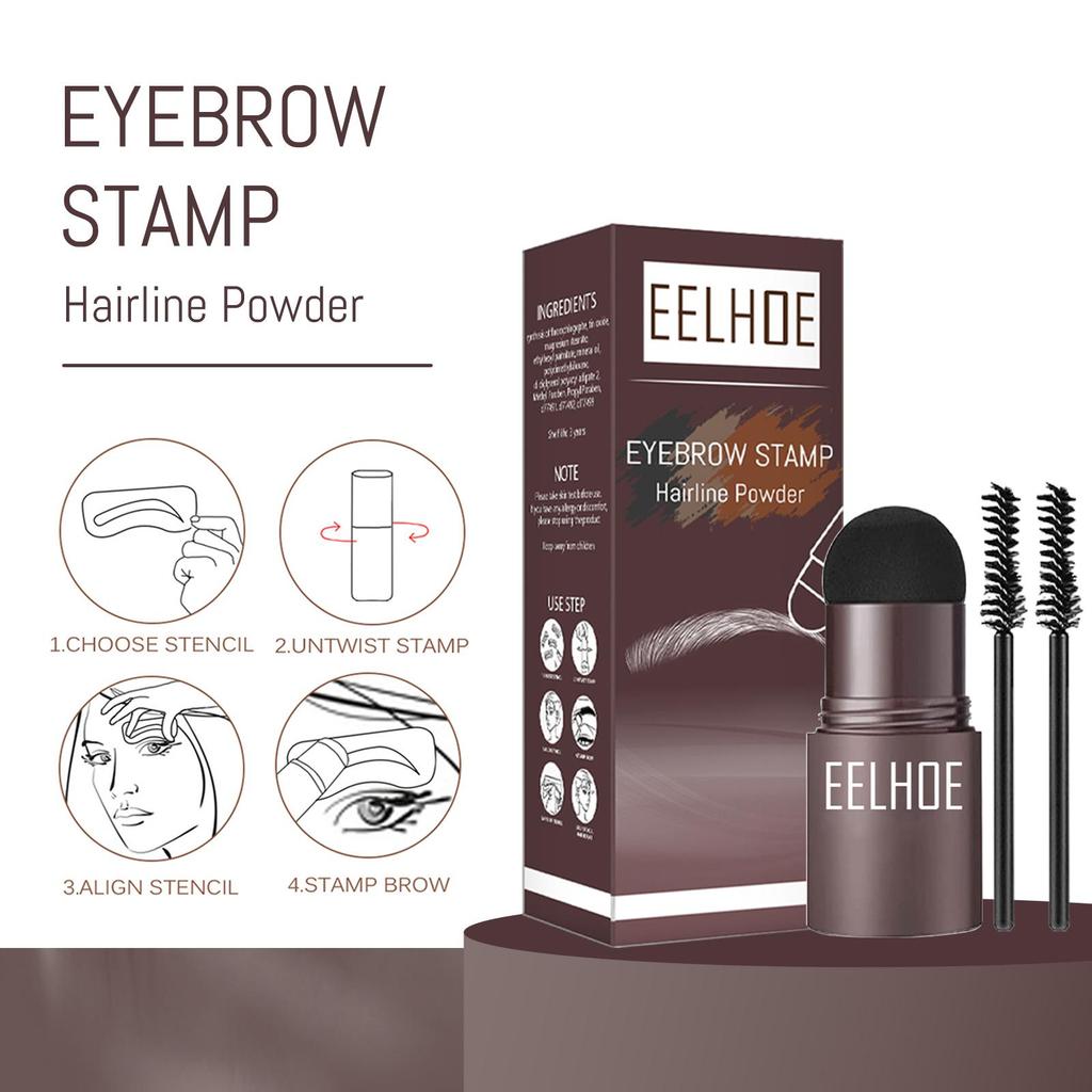 EELHOE Brow Set Perfect Eyebrow Stamp Stencil Kit Eye Brow Stencil Stamp Kit Waterproof Long Lasting Eyebrow Enhancers Brow Shape Stamp (Dark Brown)