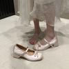 2025 New Mary Jane Shoes French Spring and Summer Light Mouth Skirt Wind Ballet Round Head Silver Year Flat Single Shoes Women