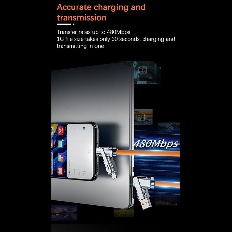 100W 2 In 2 Pd Fast Usb Cable For Huawei/Honor Retractable Portable 4 In 1 Micro Usb Type C Charger Cable For Iphone Samsung