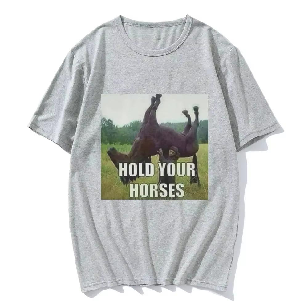 Turiet savu zirgu smieklīgs mēmu grafisks T-krekls Unisex apģērbs Mode Hip Hop T-krekls Ikdienas T-krekli ar īsām piedurknēm Smieklīgs apģērbs