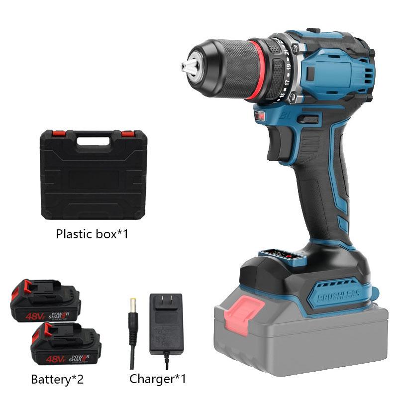 21V Dual-Speed Handheld Electric Drill with 10MM Lithium Battery & Bit Set