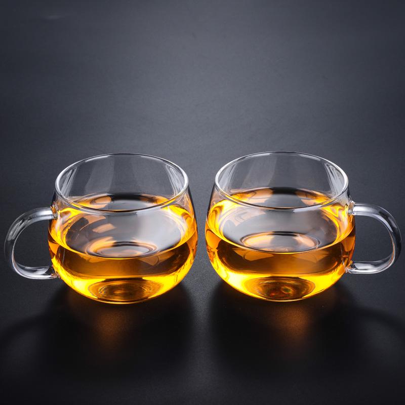 Double-Layer Heat-Resistant Glass Tea Cup with Handle for Kung Fu Tea