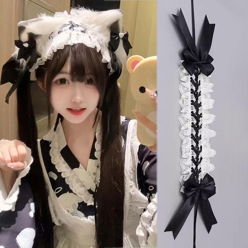Gothic Lolita Cosplay Headwear Sweet Lovely Girl Harajuku Subculture Wing Angel Lace Flounce Fold Headband Hair Accessories