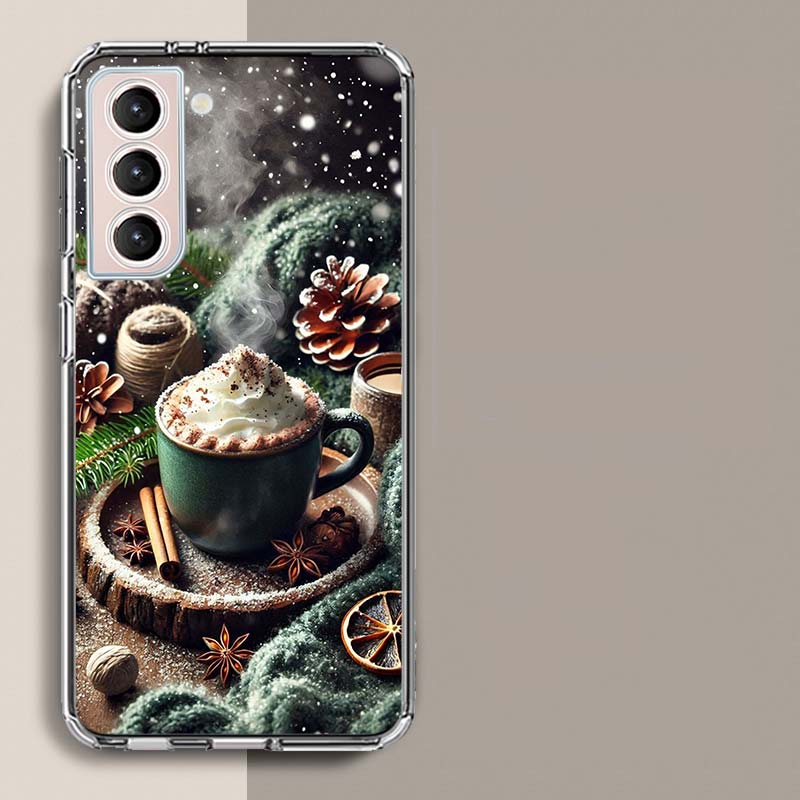 Christmas Spiced Gingerbread Latte Phone Case For Samsung Galaxy S25 Edge S24 S23 FE S21 S20 S10 Plus S22 S26 Ultra Cover Clear