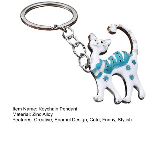 Cat Keychain Pendant Lightweight Metal Keychain Creative Enamel Cat Keyring Portable Key Chain Bag Charms Fun Accessories Gifts