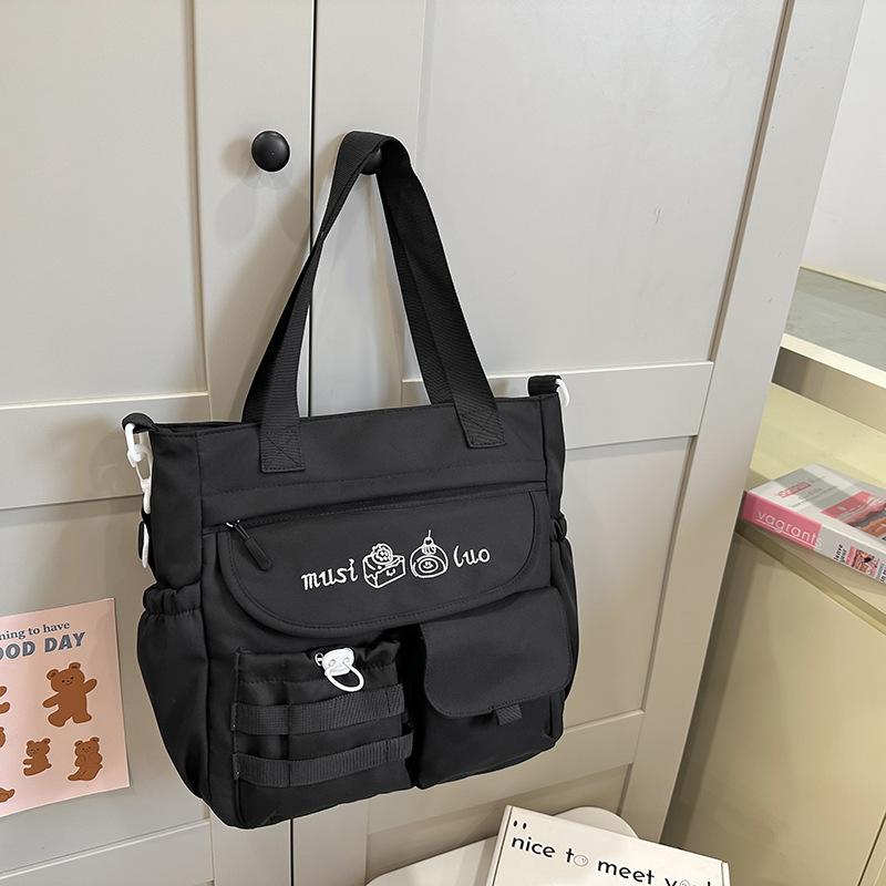 

New cute contrasting color largecapacity shoulder bag soft girl portable messenger bag highvalue student makeup bag