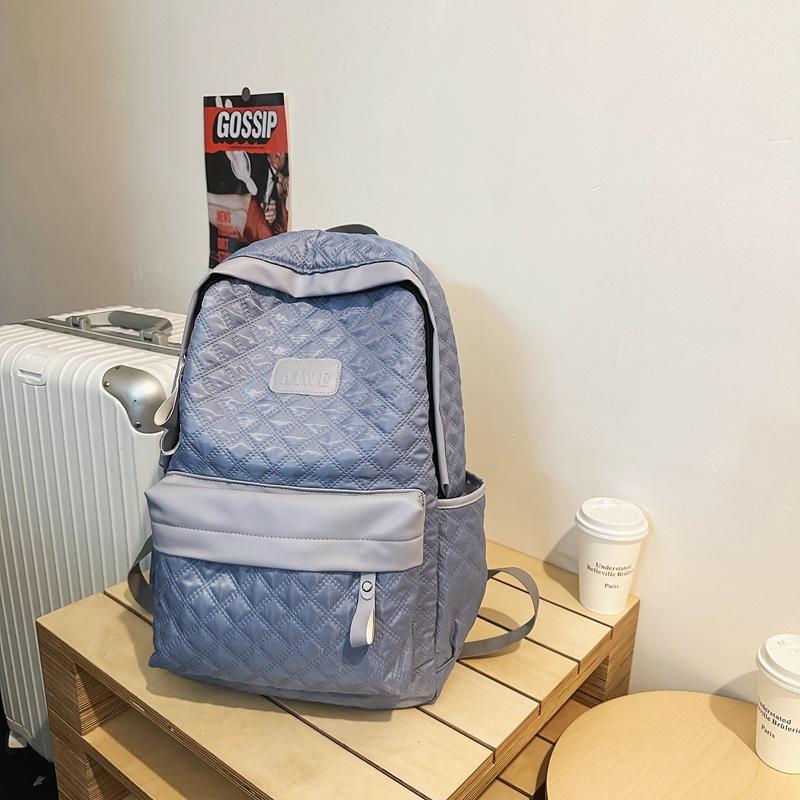Schoolbag1011 winter new men's large-capacity backpack versatile casual girl college bag rhombus backpack