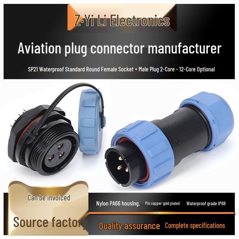 SP21 23-Pin Male-Female IP68 Waterproof Industrial Aviation Connector