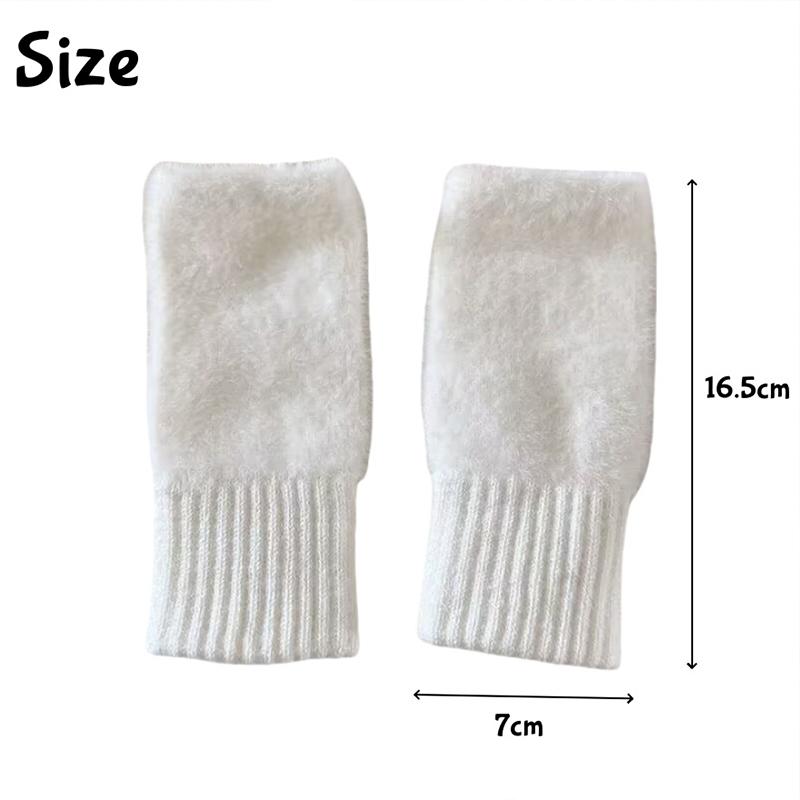 1/2PC Winter Knitted Half-finger Plush Gloves Women Warm  Knitted Fingerless Gloves Touch Screen Open Finger Gloves Soft Mittens