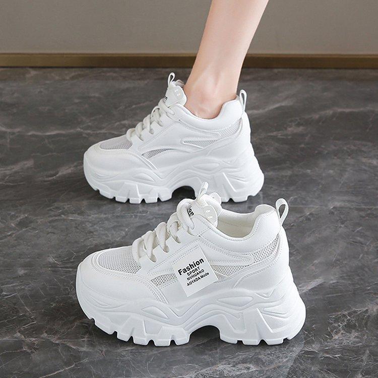 

Dad shoes women s 2025 new summer mesh breathable thin inner height increase white shoes platform sports shoes explosion 35