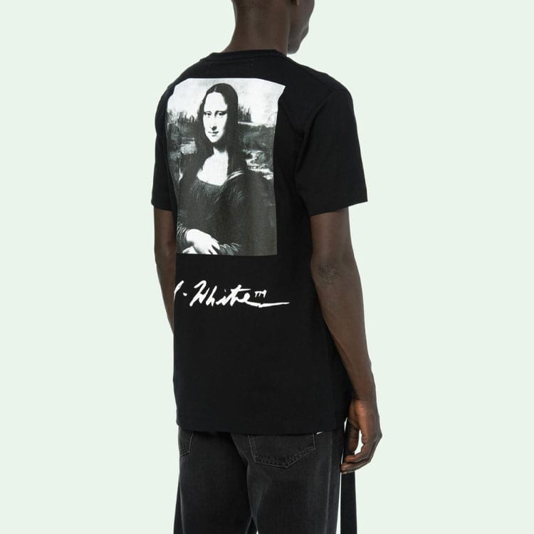 OFF WHITE Oversize'owa koszulka z nadrukiem graficznym Monalisa OMAA027S191850051020