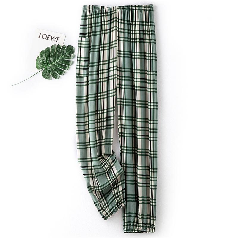 Dámské letní bavlněno-hedvábné pyžamové kalhoty: Lehký, Odolný proti komárům, Volný střih, Elastický kotník, Na pláž nebo na doma.