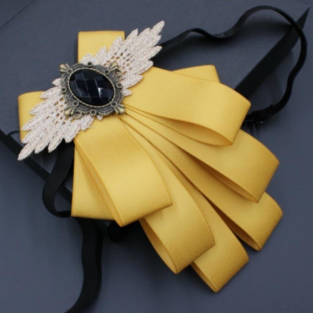 Fashion Faux Stone Men's Suit Lapel Flowers Alloy Polyester Bow Tie Necktie Neck Decoration Groom Formal Suit