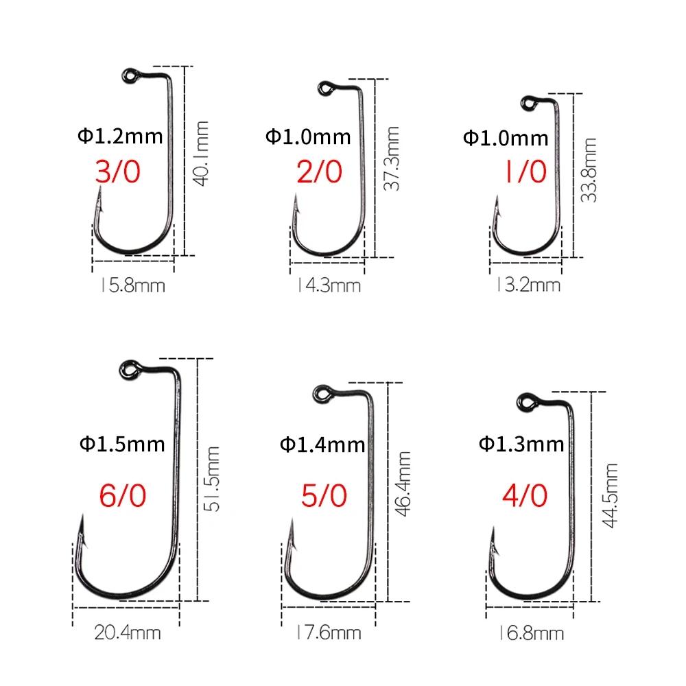 200pcs #8~#6/0 High Carbon Steel 90 Degree Aberdeen Jig Hook Bent Saltwater Long Shank Soft Worm Hooks