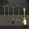 Brass Tea Ceremony Tools Set 5-Piece Grooming Kit Gongfu Brewing With Spoon Tongs Brush Knife Fork