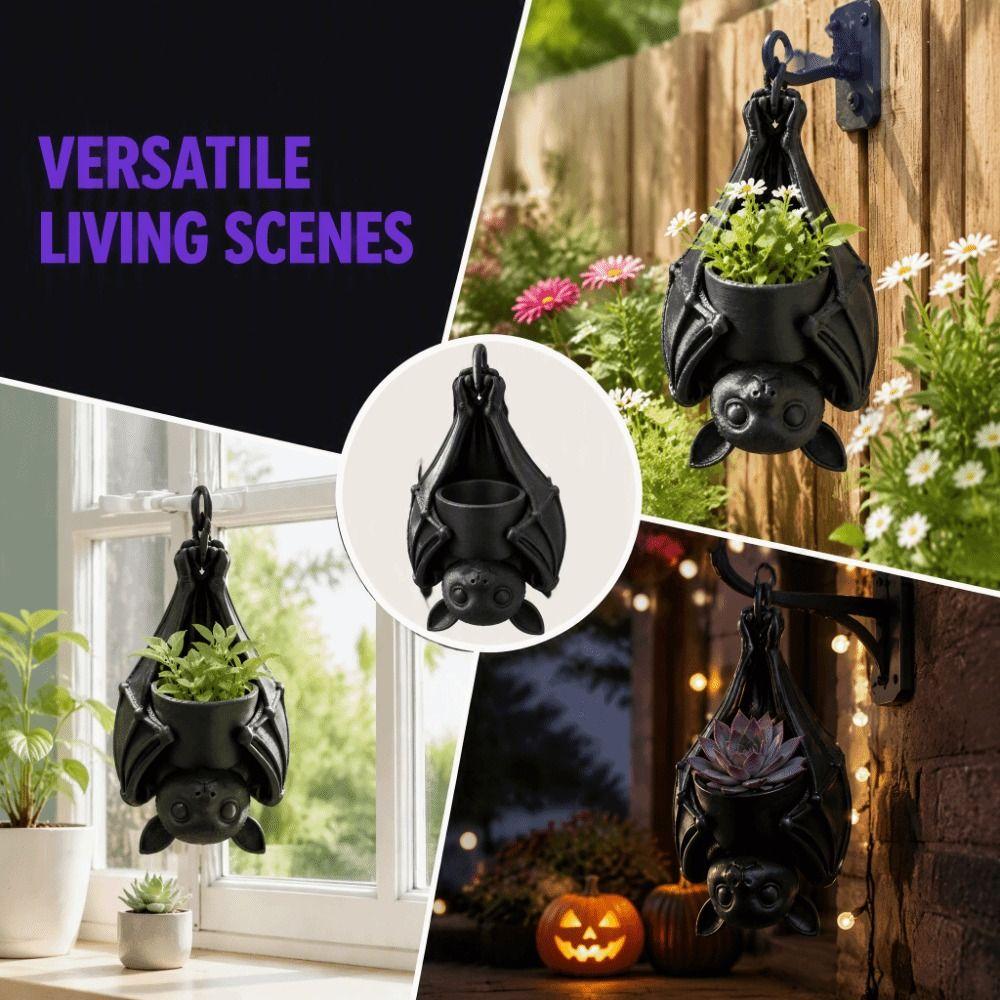 Gothic Style Upside Down Bat Hanging Planter 3D Printed Hanging Bat Plant Pot  Halloween Party