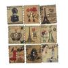 20pcs Vintage Stamp Shape Sewing Buttons Wooden Buttons Retro for Shirt Jeans DIY Sewing Craft Decorations
