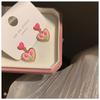 IF ME Retro Vintage Pink Heart Flower Earring for Women Korean Stud Earrings Accessories Jewelry Gifts