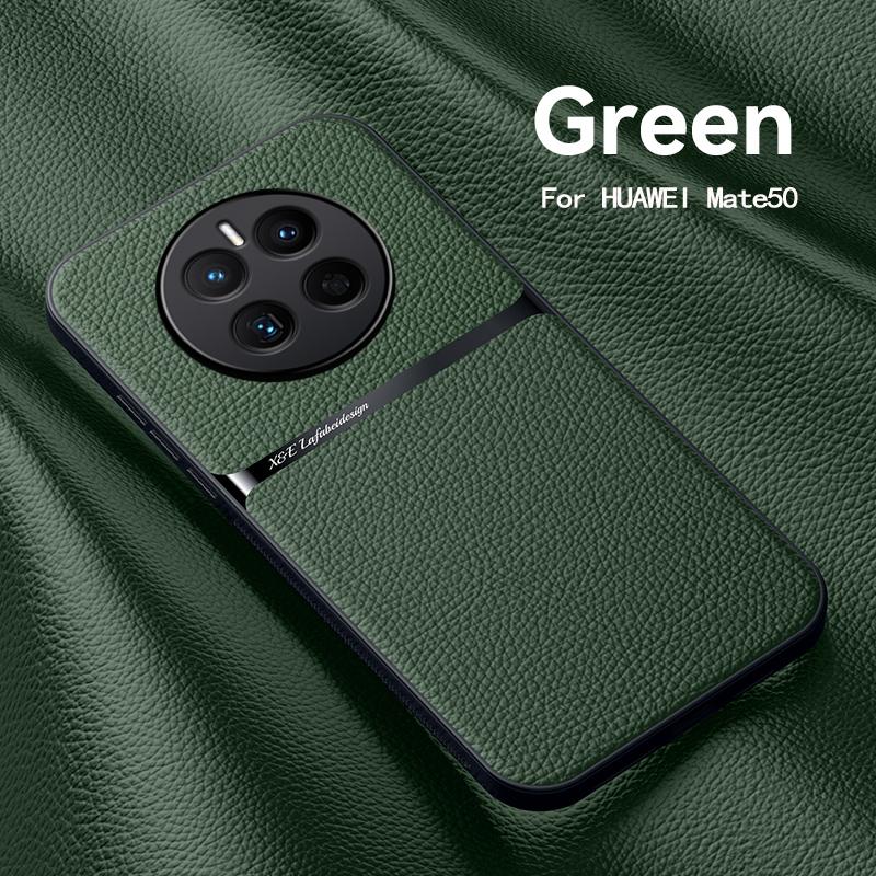For Huawei Mate 50 50 Pro Leather Texture Built-in Magnetic TPU Soft Edge Anti-drop Anti-fingerprint Phone Case
