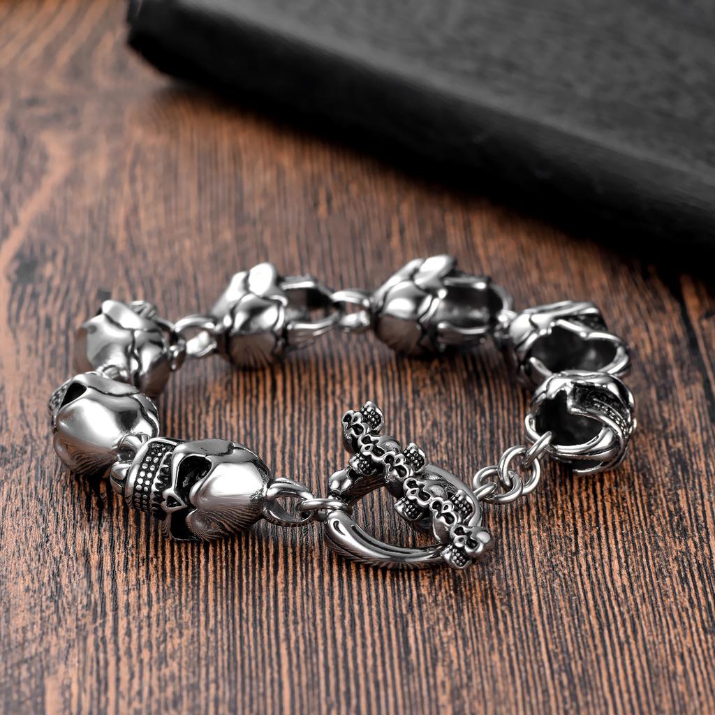 Personalized Vintage Skull Titanium Steel Men's Bracelet Stainless Steel Rock Punk Bracelet