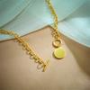 Gold Plated Toggle Chain Necklace with Mother of Pearl Pendant, Vintage Chunky Cable Chain for Women, Elegant Daily Jewelry