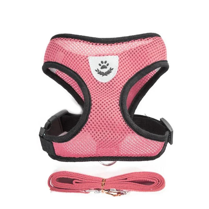 Breathable Mesh Dog Harness and Leash Set Adjustable Pet Vest for Small Medium Dogs Cats Anti-Escape Puppy Walking Supplies