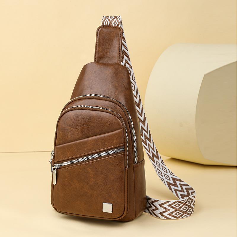 Vintage Women's Large Capacity Chest Bag PU Crossbody Bag