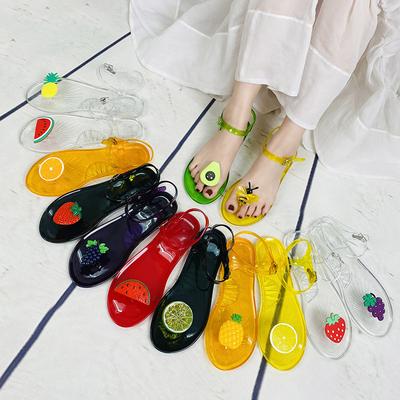 Y2 Plastic Sandals Women'S Flat Heels Summer Transparent Beach Women'S Pinch Sandals