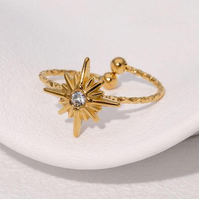 Trendy 18k Gold-Plated Stainless Steel Adjustable Ring – Versatile European & American Titanium Steel Jewelry