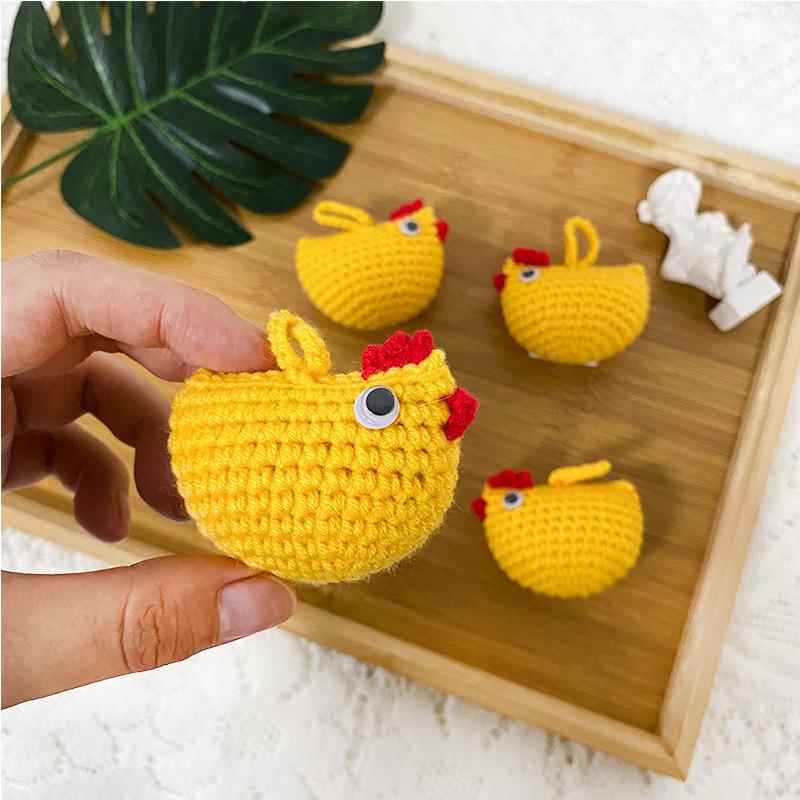 Cute Handwoven Positive Energy Duck Ornaments Handmade Crochet Plush WoolChick Duck Dolls Home Room Decor Christmas Party Gift