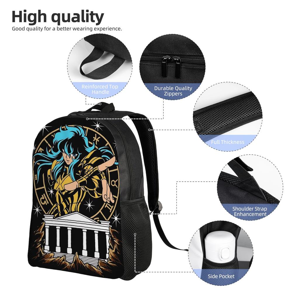Saint Seiya Backpack Ita Bag Mochila High Street School Zipper Closure Rucksack