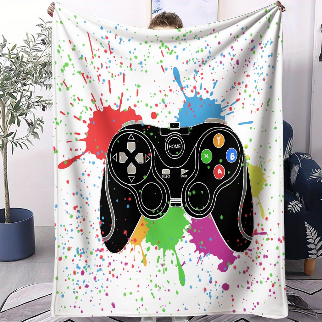 Gaming Controller Graffiti Pattern Blanket Soft Multifunctional Decorative Blanket Four Seasons Universal Cover Blanket