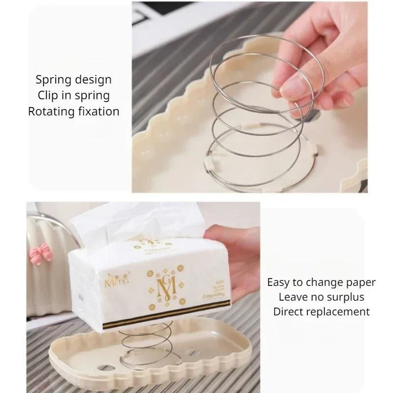 Household Spring Napkin Box with Shell Shape Smooth Extraction Modern Style Tissue Holder Suitable for Living Room Decoration