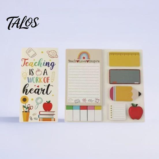 Thick Paper Notes for Journaling Teacher Themed Sticky Notepads Set, Campus Theme Smooth Notes, Cartoon Set Creative Index Stickers Portable