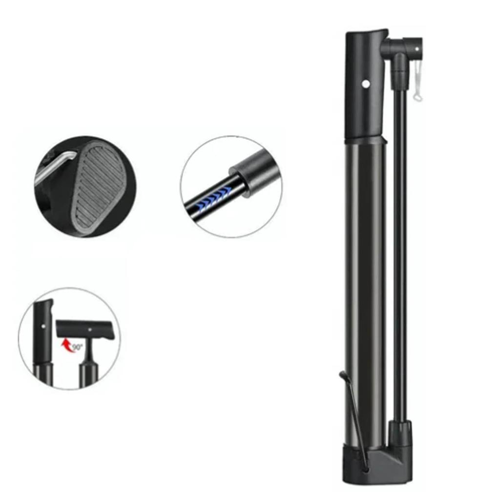 Fahrradpumpe Aluminiumlegierung Hohe Härte Tragbar Mini Schwarz Fahrrad Standpumpe für Mountainbikes