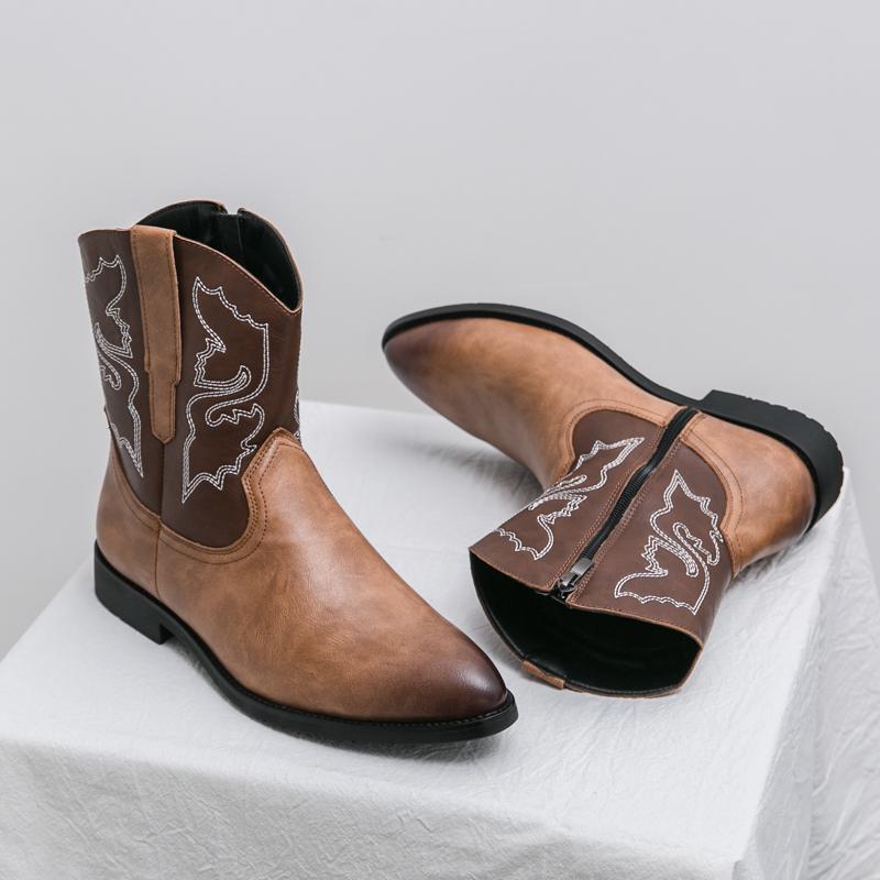 Fashion New Arrival Men Mid-Calf Boots Comfortable Retro High-top Men Shoes Fashion Leather Motorcycle Boots New Outdoor Man Biker Botas