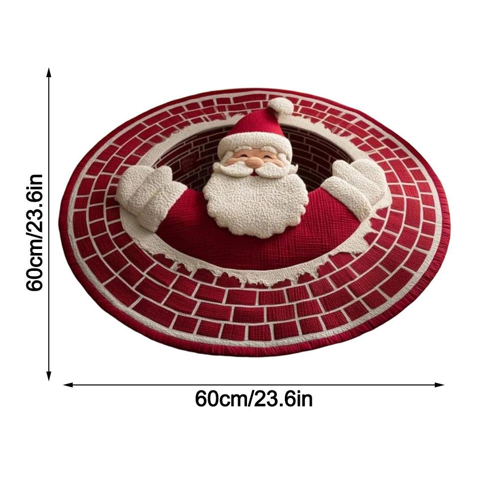 

Crystal Velvet Christmas Round Carpet 3D Special-shaped Anti-Slip Christmas Tree Base Mat Atmosphere Decoration Red