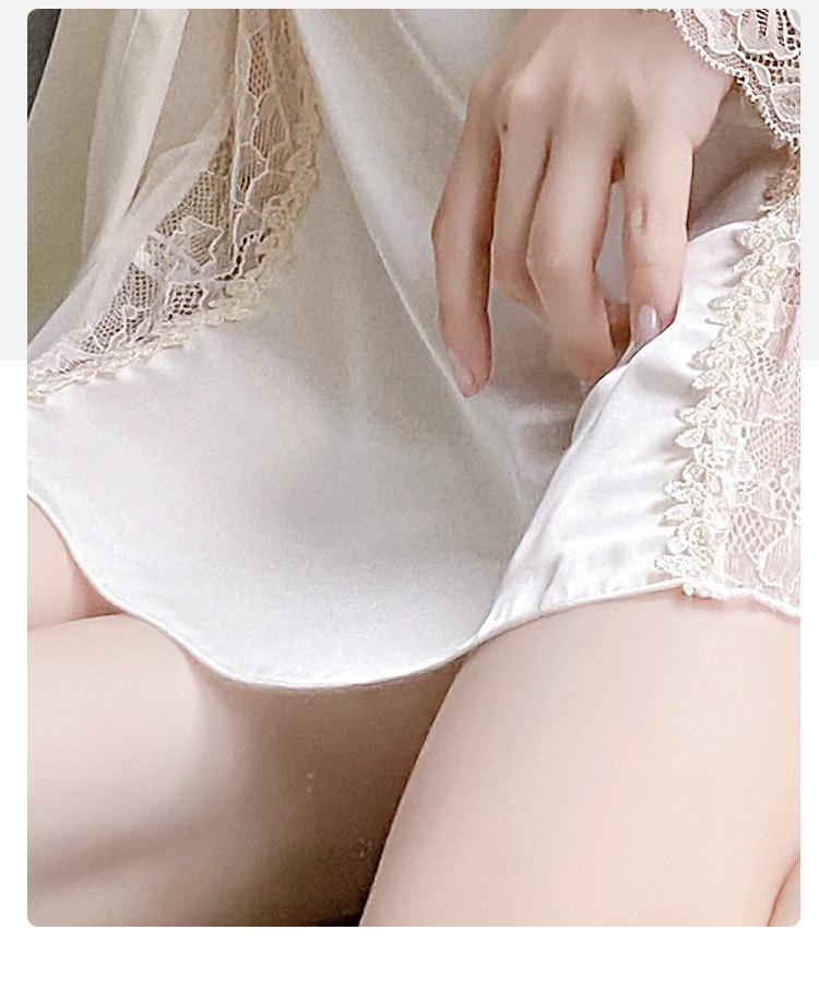 2025 Women's Summer Ice Silk Lace Camisole Pajamas - Breathable, Sexy, French-Style Nightdress for Home