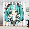 2Pcs Hatsune Miku Chibi Kawaii Style Blackout Curtains Cute Anime Window Drapes Fans Room Kids Room Teen Girl Bedroom Decor Gift