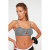 Top de biquíni com textura de guingão sem alças recortado/janela Tbess22bu0068