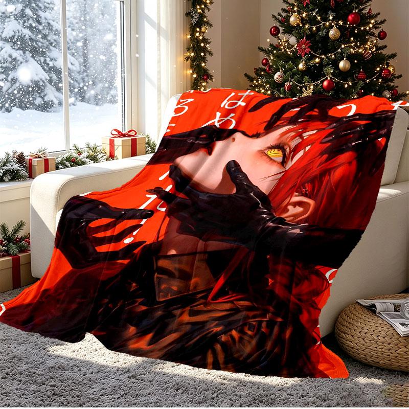 Makima Chainsaw Man Pattern Blanket for Home Decoration, Bed, Sofa, Car Travel, Camping, Suitable for All Seasons, Birthday Christmas Gift