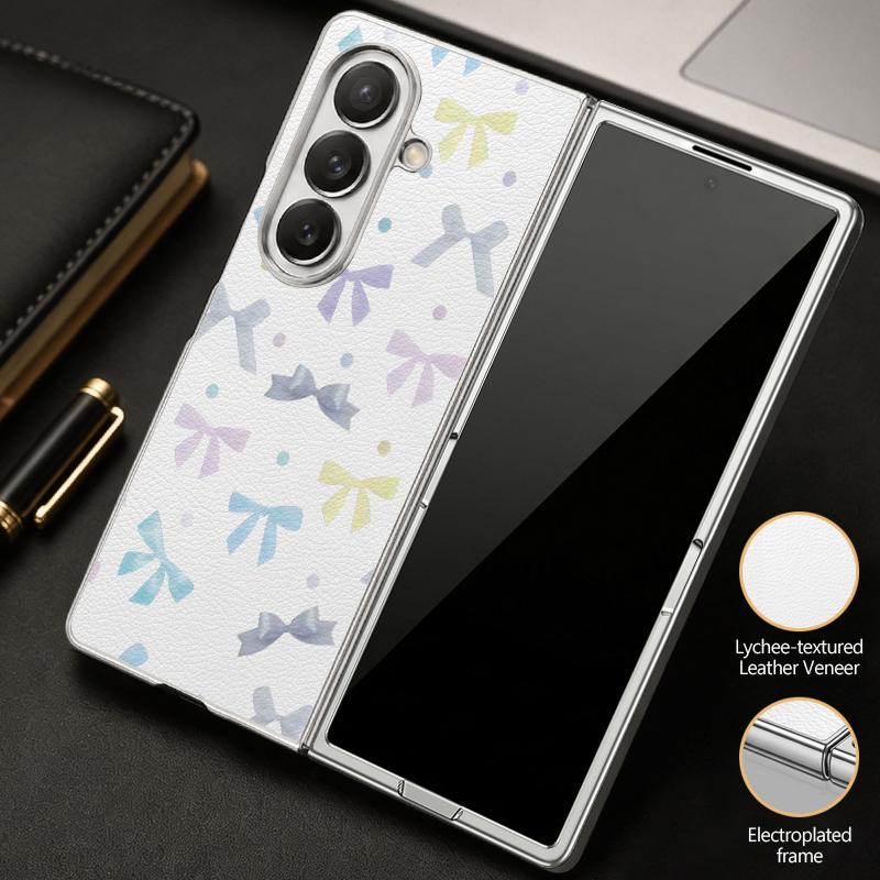 Colorful Bowknots Print Case For Samsung Galaxy Z Flip 8 7 6 5 Z Flip8 Flip7 Flip6 Hybrid 3in1 Plating Leather Skin Folding Phone Cover