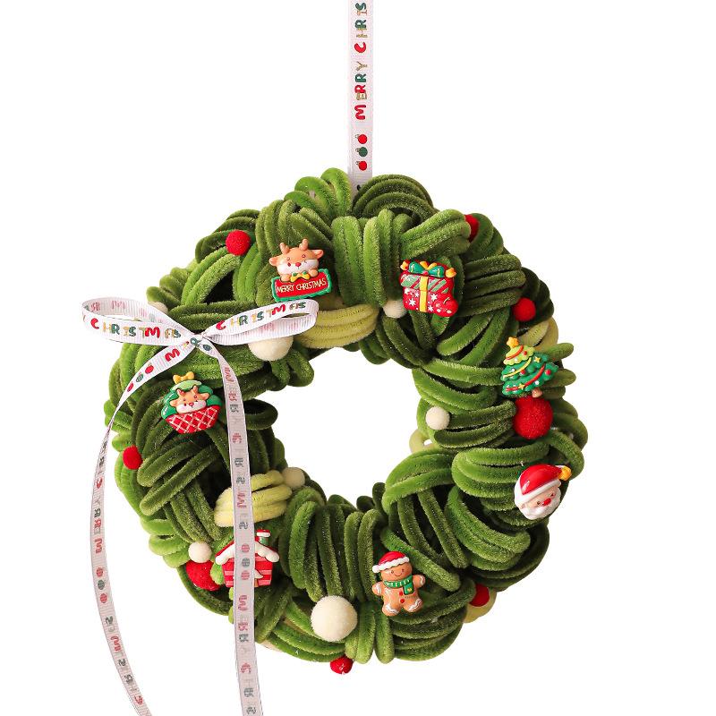 Christmas decoration wreath scene layout Christmas tree decorations rattan ring pendant door hanging 2025 new twist bar