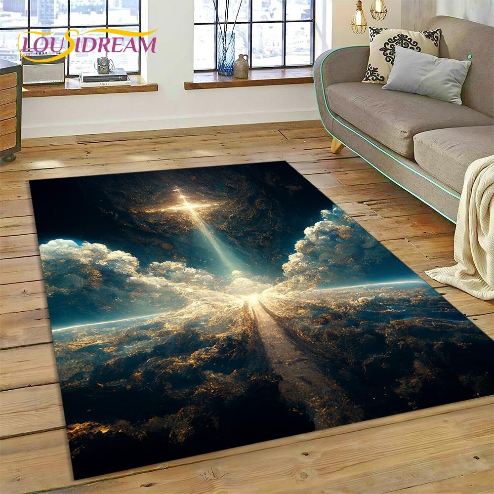 New 3D Pray Holy Bible Cross Jesus Carpet for Living Room Bedroom Home Decor,Floor Mat Non-slip Decoration for Sofa Doormat Gift
