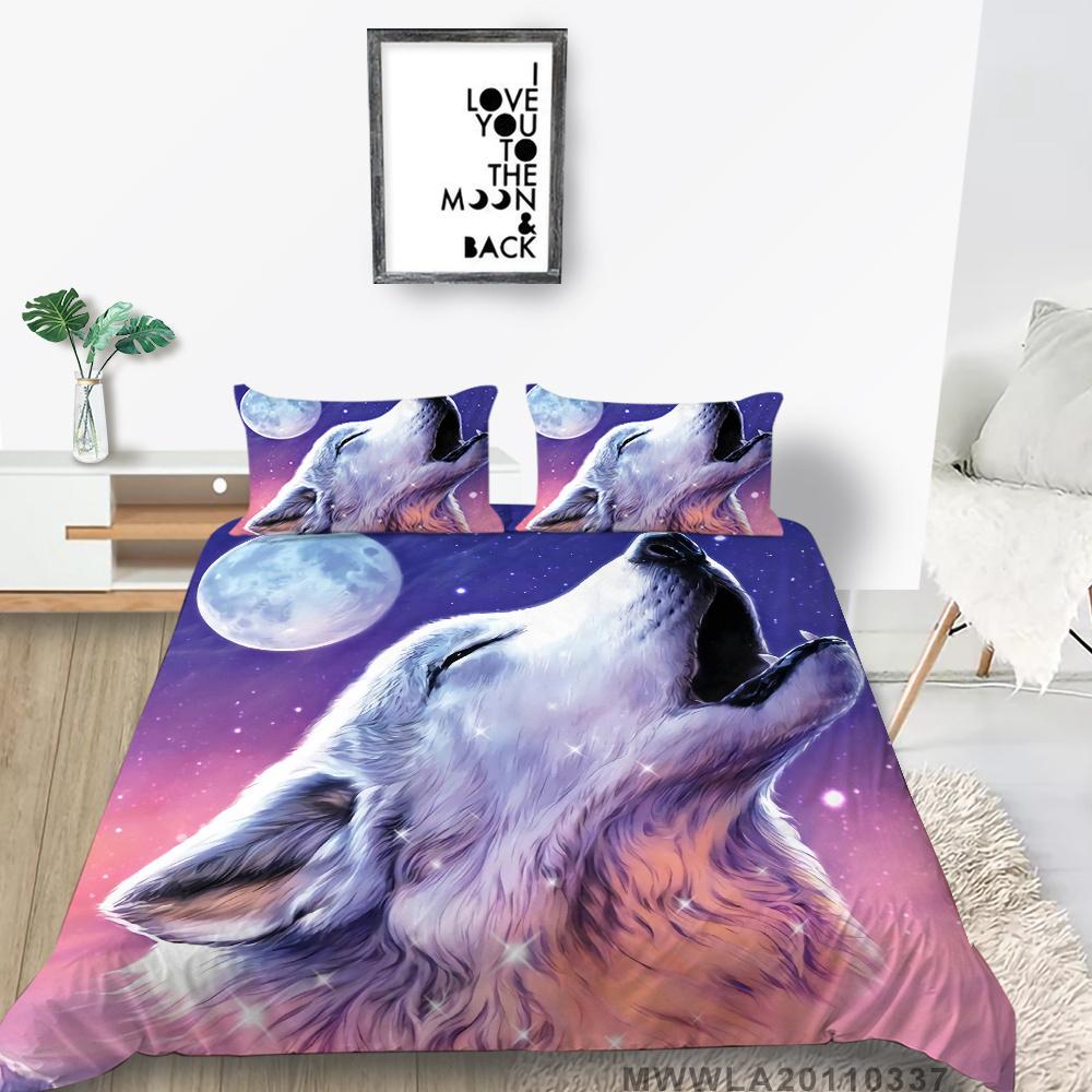 2023 New Style Unique Design Bedding Cover Suit Fashionable Decorative Wolf Printed Home Textiles Queen King Size Bedding